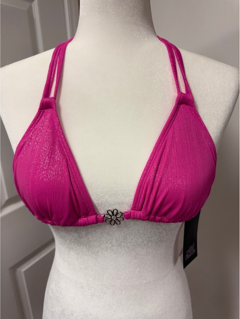 Wild Fable Pink Shimmer Triangle Bikini Top XXS